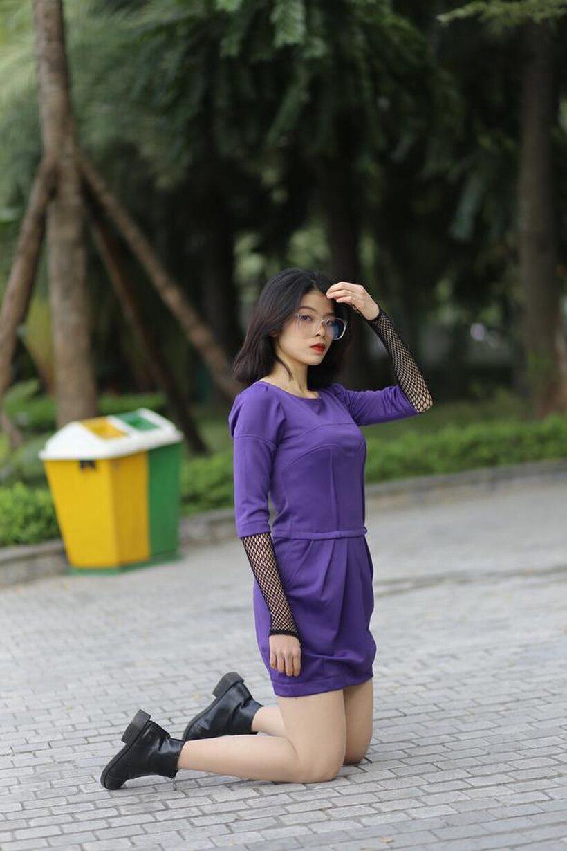 Photo 10 — Brunette girl gets naked in public