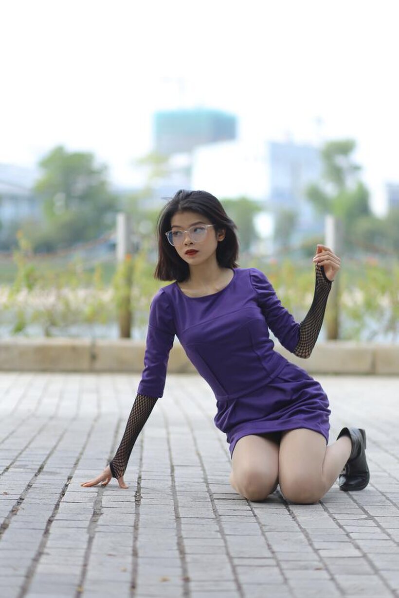 Image 20/21: Brunette girl gets naked in public