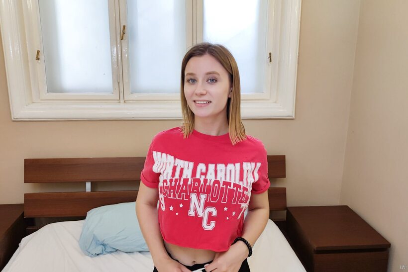 Photo 1 — Clothed Lily Blossom shows her natural tits while fucking hard