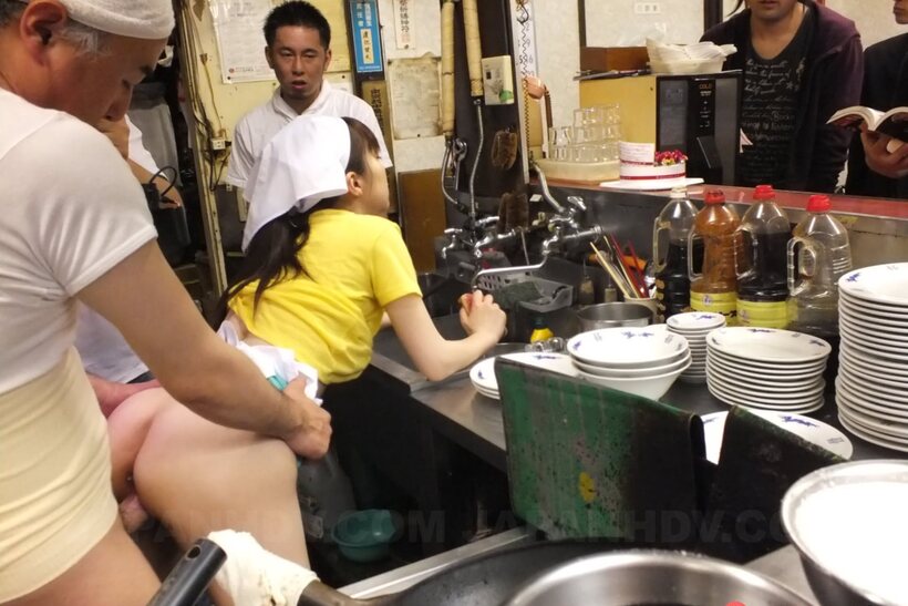 Bokki Sugiura pic 7 from the set «Mimi Asuka takes turns with chefs in the restaurant kitchen»