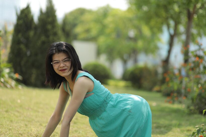 Brunette girl strips out of her skirt and poses naked (shot 3)