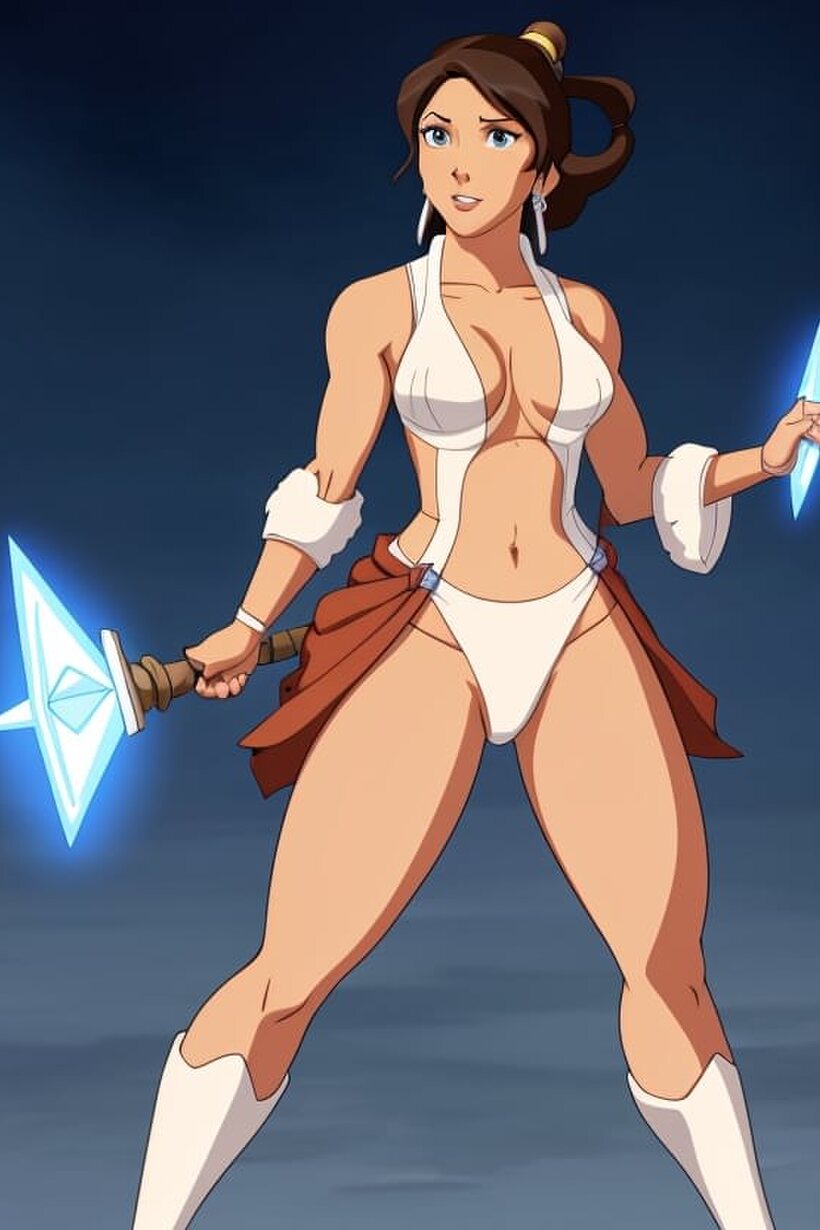 Hentai babe Korra flashes huge boobs and a great ass outdoors, photo 4 of 10