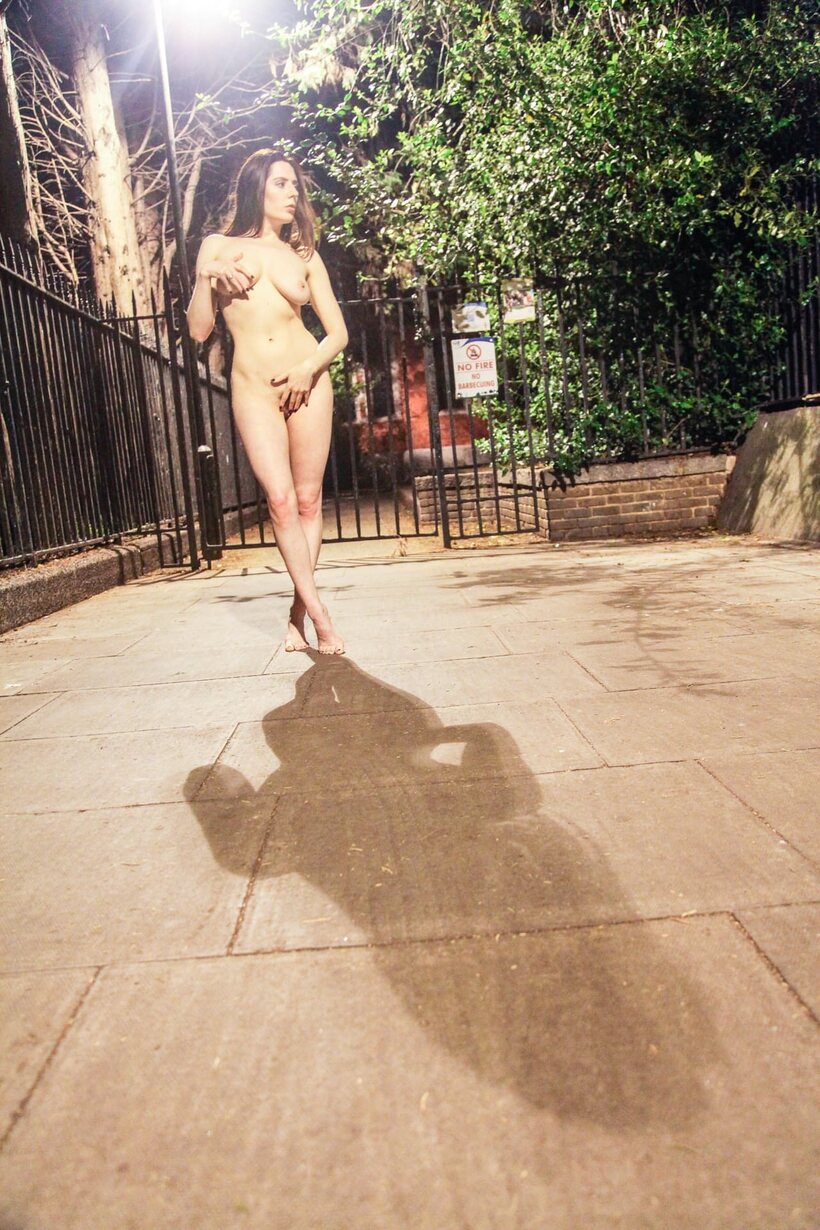 Samantha Bentley nude photo 13 — Samantha Bentley bares big tits and shaved pussy outside