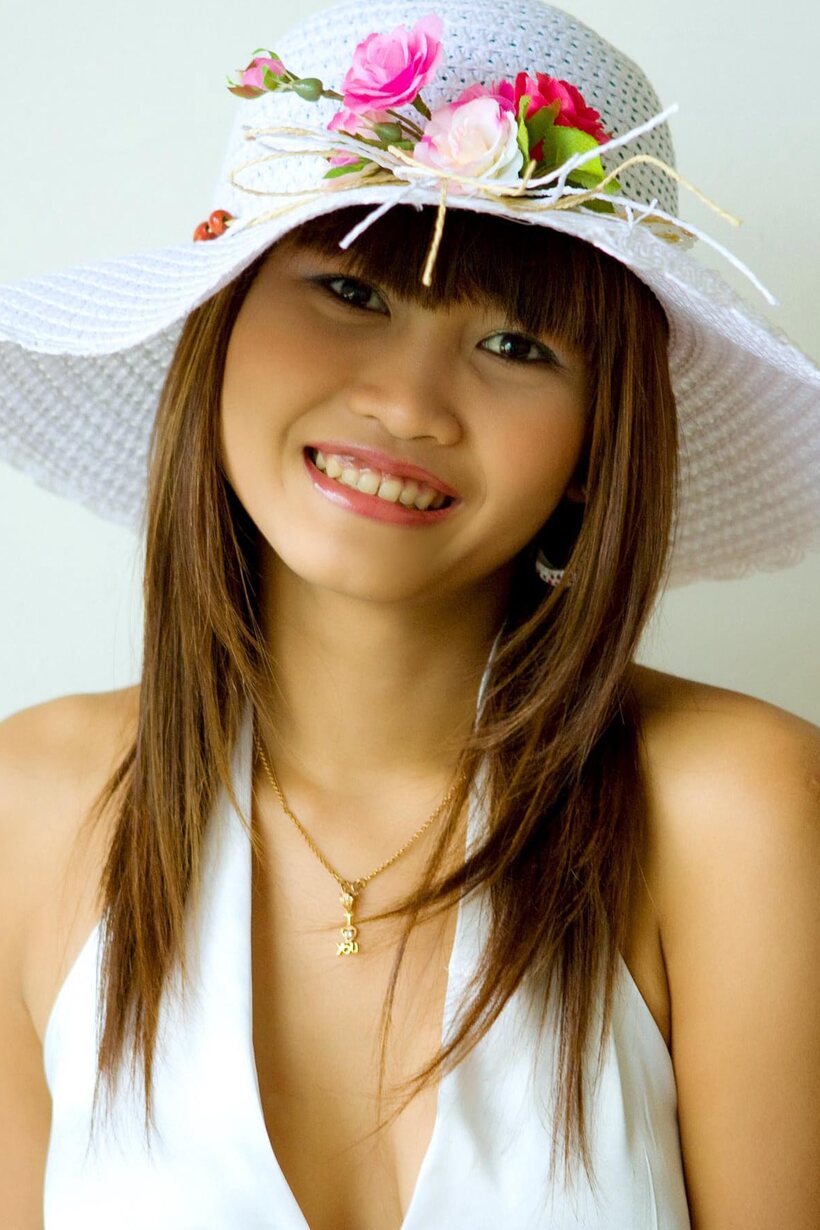 Image 2/20: Yaya flashes her tiny tits, puffy nipples, and shaved pussy on display