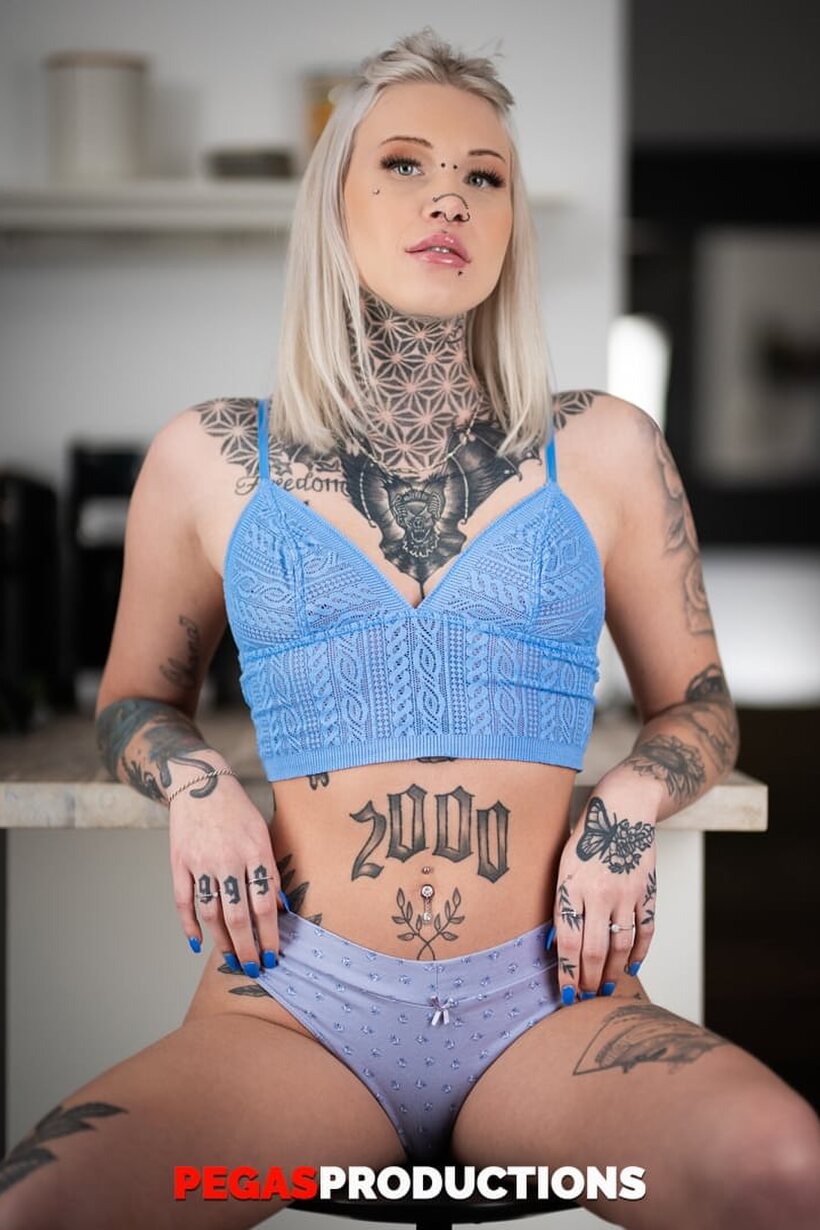 Cherry Glazed pic 2 from the set «Tattooed Cherry Glazed poses with her natural tits on display in shorts»