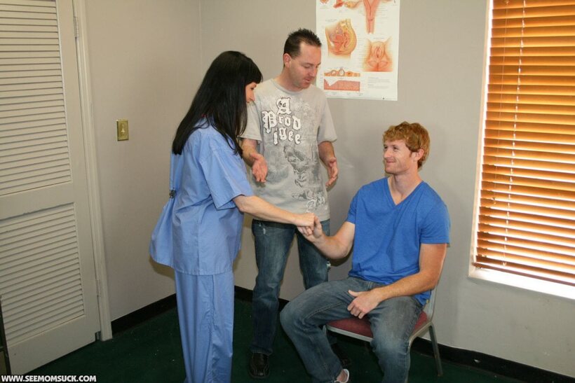 Adam Sharps pic 2 from the set «Angie Noir gives her horny patient a sweet blowjob as nurse»