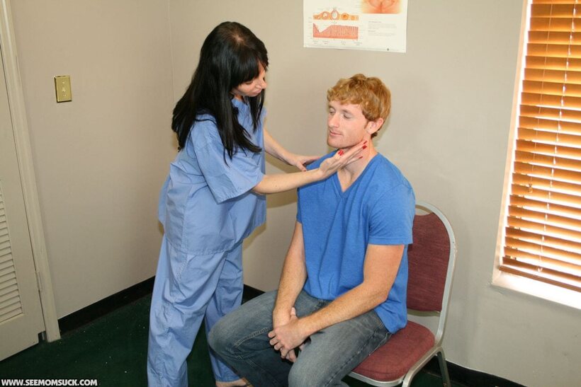 Angie Noir gives her horny patient a sweet blowjob as nurse, photo 3 of 20