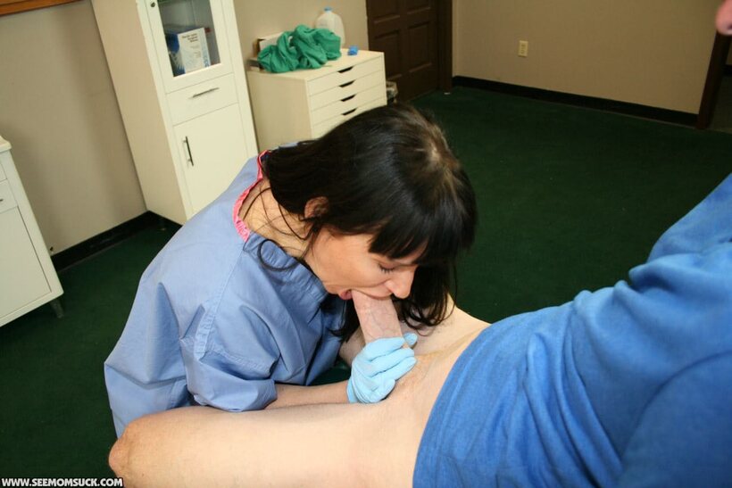 Angie Noir gives her horny patient a sweet blowjob as nurse, photo 19 of 20