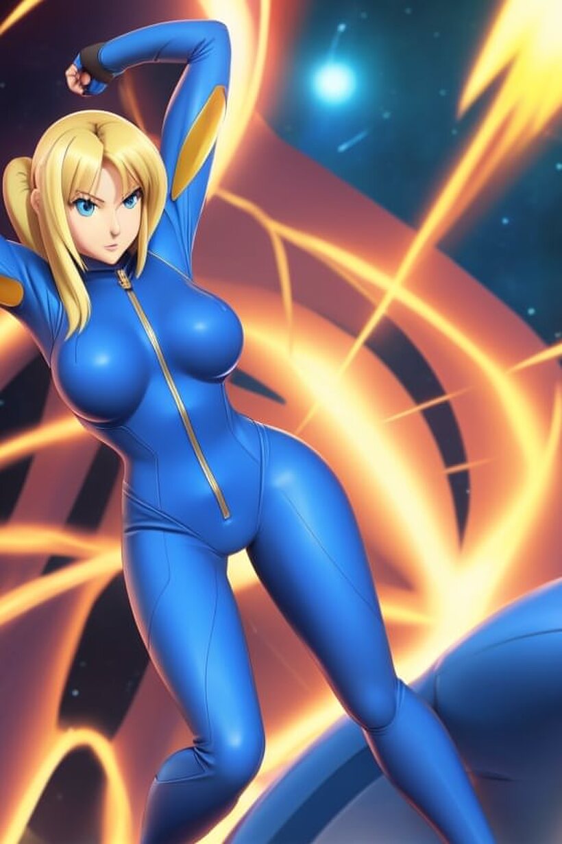Ai pic 1 from the set «Teasing her big tits, Zero Suit Samus strikes poses in hentai»