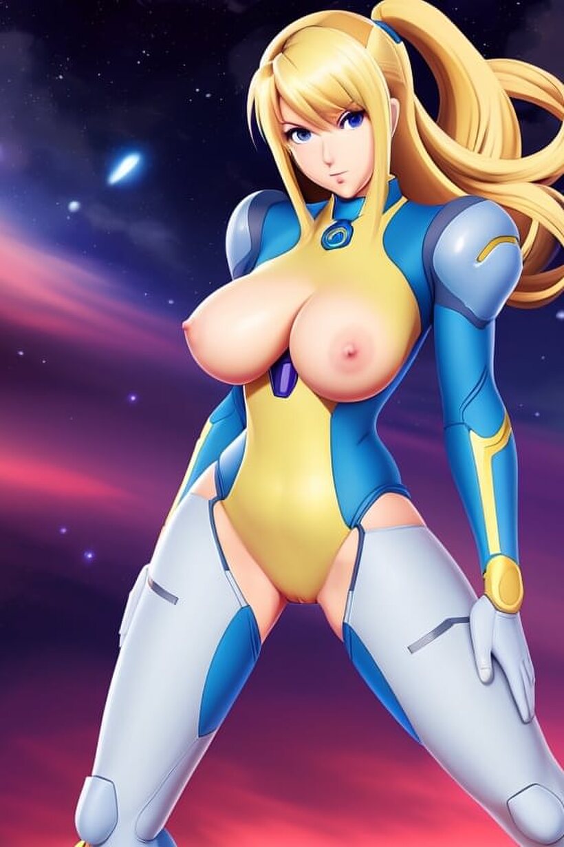 Ai nude photo 4 — Teasing her big tits, Zero Suit Samus strikes poses in hentai