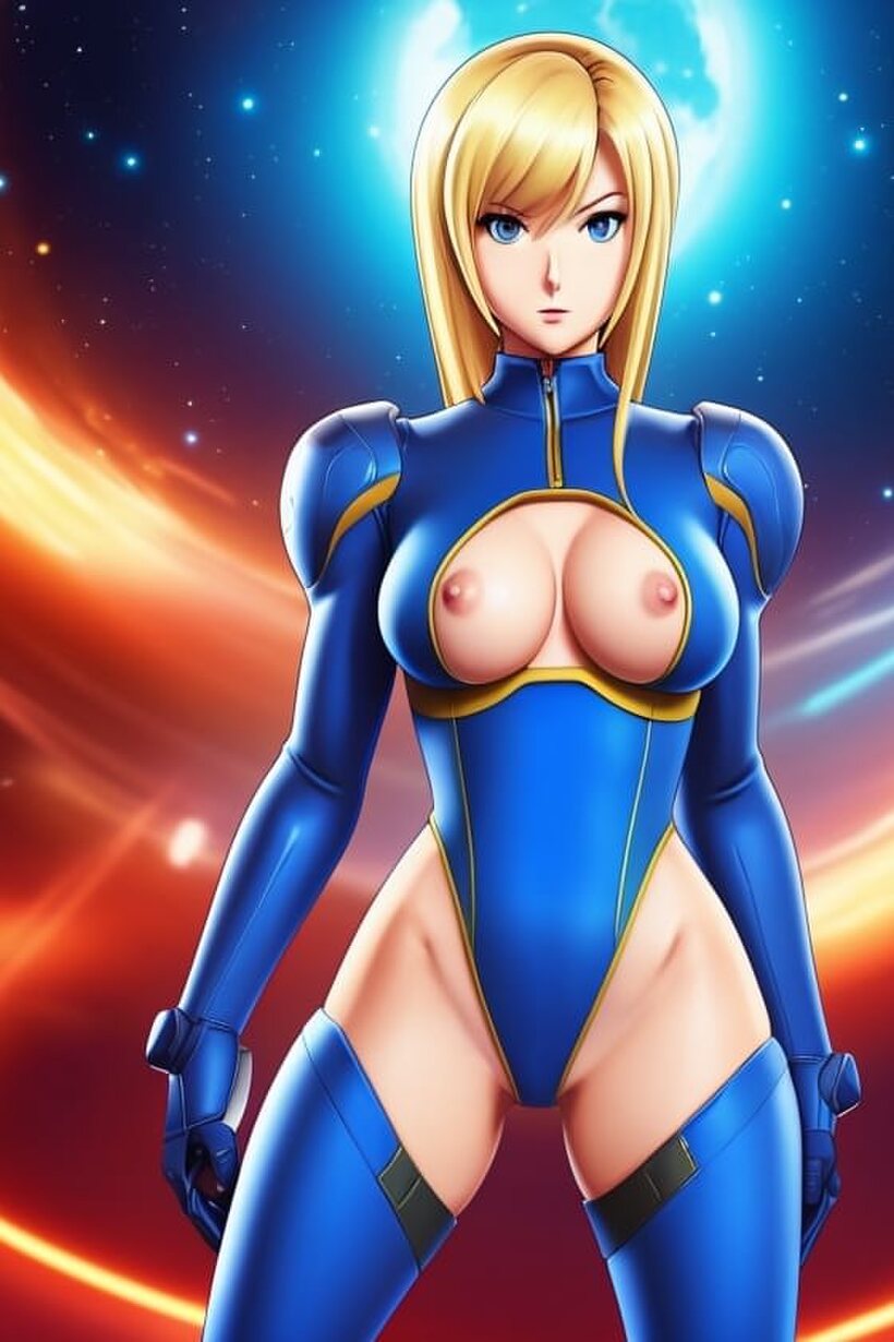 Ai nude photo 7 — Teasing her big tits, Zero Suit Samus strikes poses in hentai