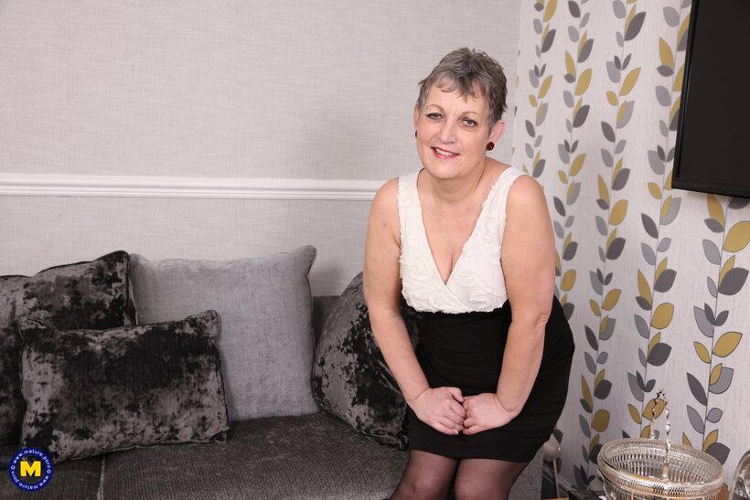Ass pic 2 from the set «Curvy girl plays with a dildo and shows her small saggy tits and hairy pussy in stockings»