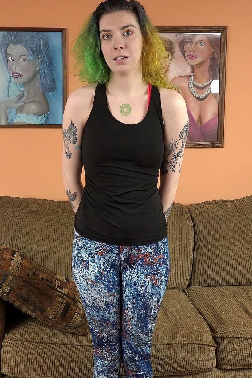 Mikaela flashes her tattoos while sucking cock in POV style (shot 1)