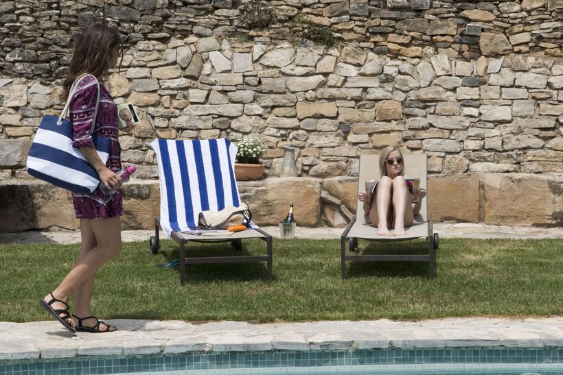 Outdoor pussy eating for Julia Roca and Sicilia by the pool (shot 1)