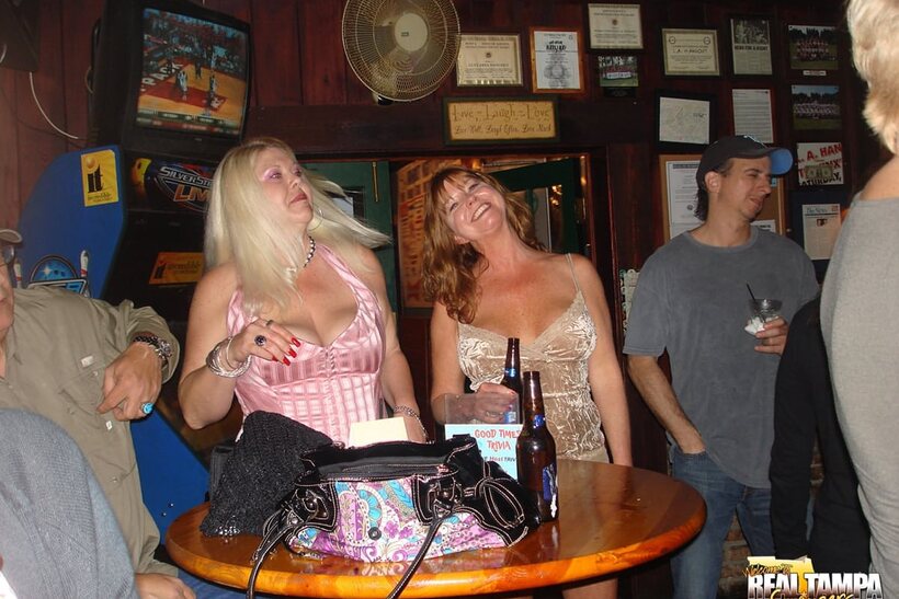 Image 1/15: Mature Dee Delmar plays with a dildo and shows her big tits at a party with Tracy Lick