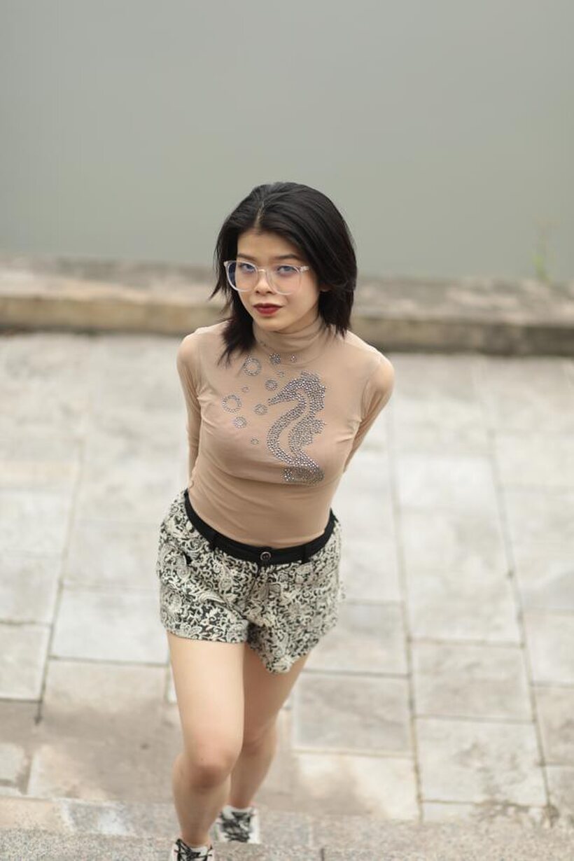 Beautiful girl gets naked outdoors (shot 17)