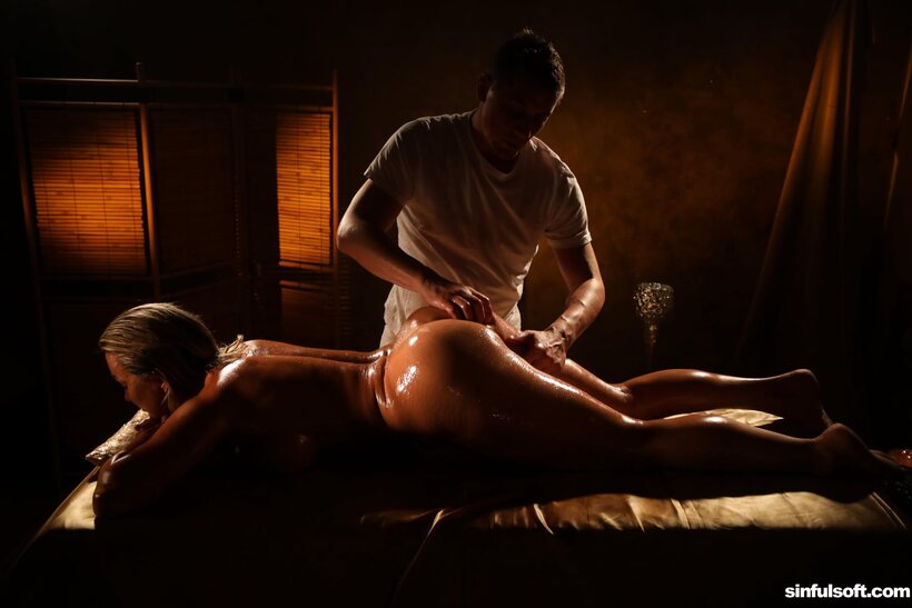 Image 14/20: Oiled massage and blowjob for Aubrey Black’s big tits