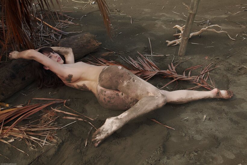 Naked teen gets coated in mud on private property, photo 9 of 21