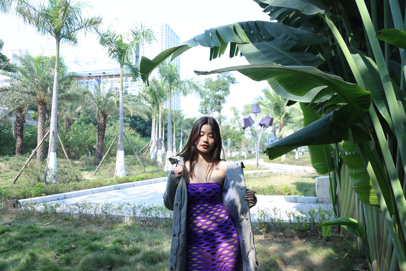 Asian nude photo 3 — Outdoor compilation of a brunette babe flashing her shaved pussy