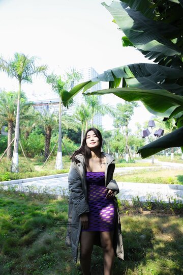 Outdoor compilation of a brunette babe flashing her shaved pussy