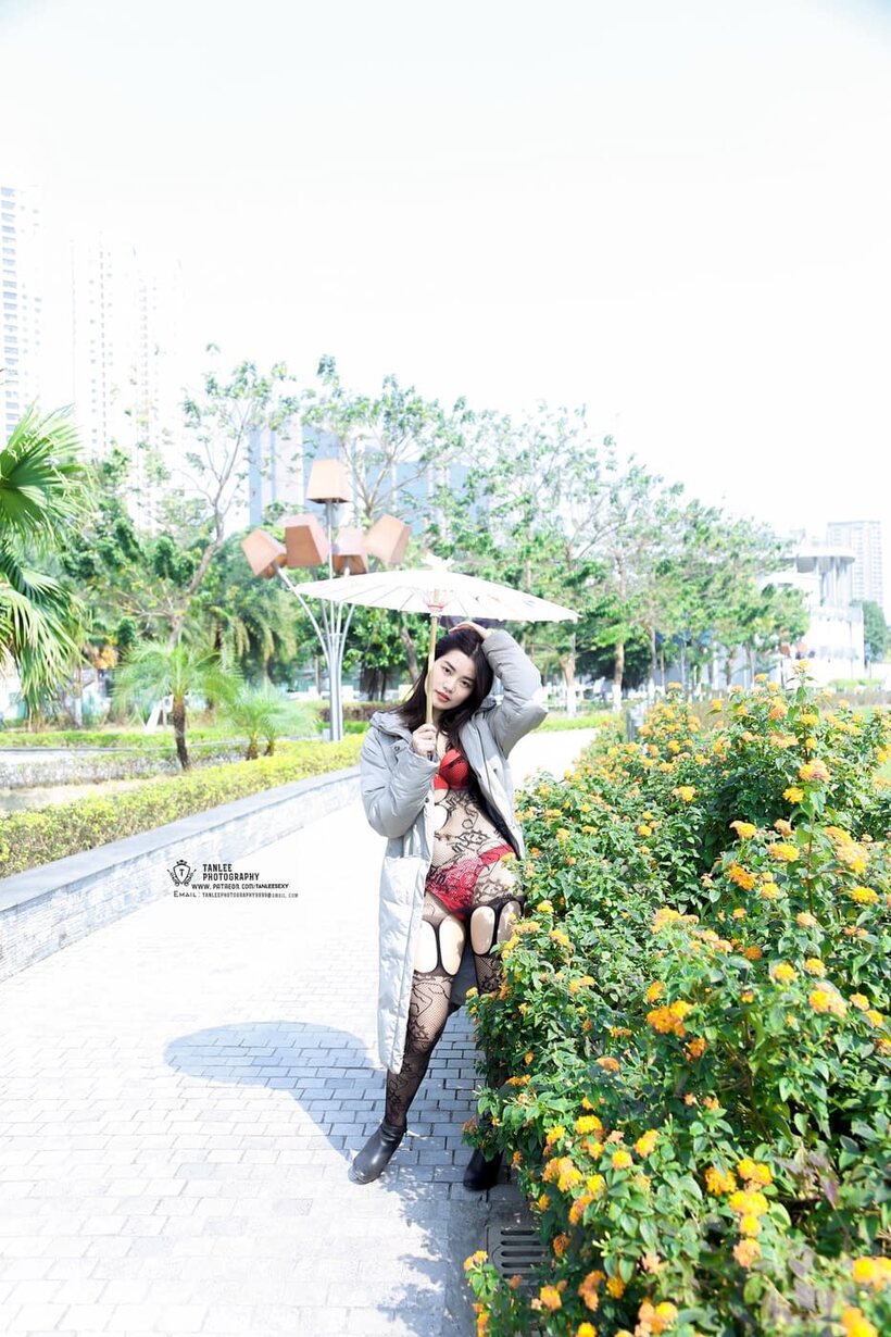 Image 9/21: Asian girl gets naked outdoors and shows her ass