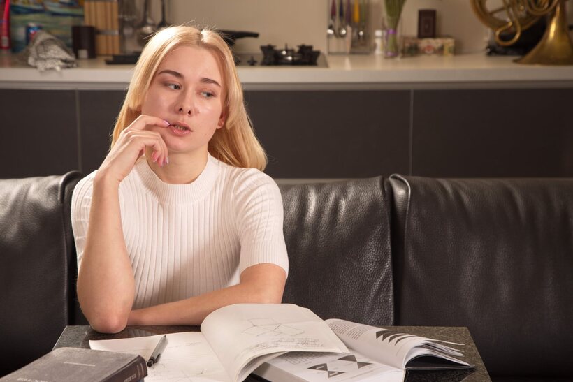 Image 4/20: Via Lasciva sucks her teacher’s cock, then gets hard fucked in a skirt
