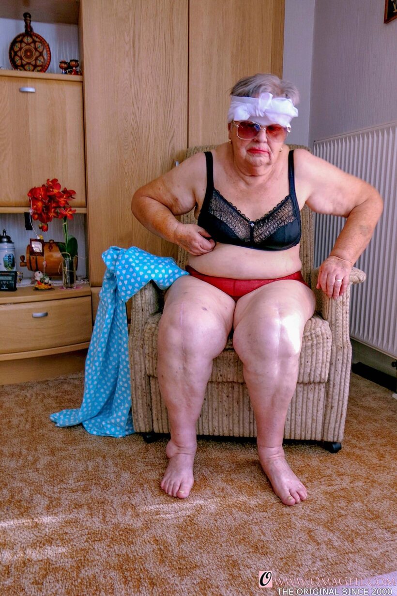 Image 20/20: Obese granny gets naked, then covers her face with a towel
